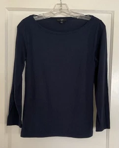Donna J. Top Crew 365 blu navy scollo barca manica lunga taglia S - Foto 1 di 3