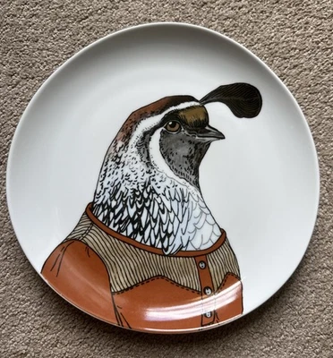 West Elm Rachel Kozlowski Dapper Animal Plate Quail 8.75” - Image 1 of 2