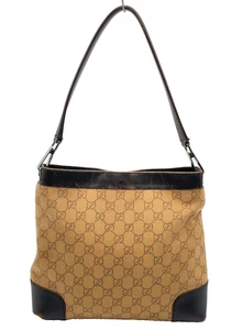 Auth Gucci GG Canvas x Leather Brown 143745 200047 One-shoulder Bag NS070151 - Picture 1 of 21