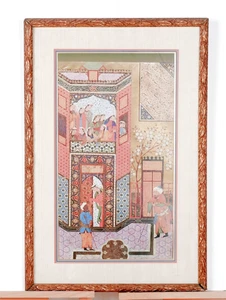 Antico quadro persiano incorniciato e opaco 1 - Foto 1 di 9