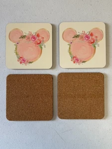 Disney Rosa Aquarell Untersetzer, Disney Untersetzer, Minnie Mouse Untersetzer - Bild 1 von 3