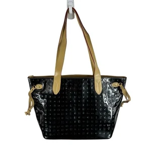 Arcadia Black Tan Patent Leather Tote Bag - Picture 1 of 14