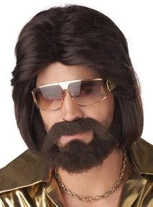 California Costumes Rocking Dude Wig Brown Sexy 70's Wig, Beard & Moustache - Picture 1 of 1