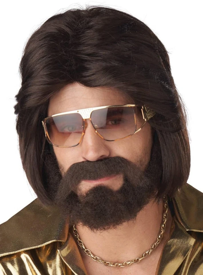 California Costumes Rocking Dude Wig Brown Sexy 70's Wig, Beard & Moustache - Image 1 of 1