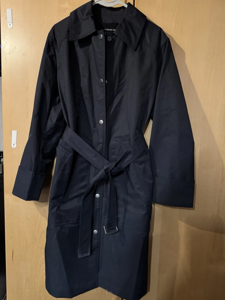 Coach Size Medium Dark Navy Mid Length Belted, Trench Coat New with Tags - Image 1 of 4