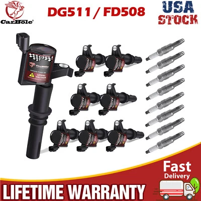 8X Ignition Coils + 8X Spark Plugs For 2004-2008 Ford F150 TRITON Expedition 5.4 - Изображение 1 из 4