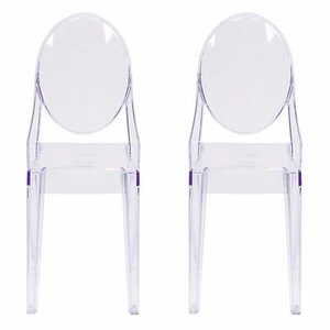 (2 PACK) Modern Ghost Side Chair in Transparent Crystal - Dining Accent Chairs - Picture 1 of 5