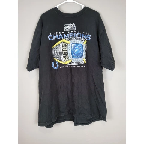 Colts Super Bowl XLI Champions Ring Mens XL One Game One Dream Black Shirt Cover
