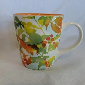 Starbucks 14 oz Mug Orange Green Leaves Berries Fall Autumn Cup 2008 Coffee - Picture 1 of 6