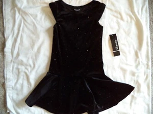 New Girls XS 4-5 Black Velour Drop Waist Dress - Picture 1 of 1