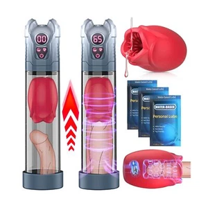 Penis Pump Sex Toys for Men - Blowjob with Vibrating Rose Pocket Pussies Male... - Picture 1 of 7