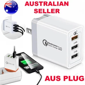 3 Port Fast USB-C AC Power Adapter Wall 30W Charger iPhone iPad Macbook Samsung - Picture 1 of 8