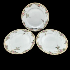 Piccoli piatti da dessert vintage dipinti a mano Nippon Giappone rosa floreale set di 3 - Foto 1 di 6