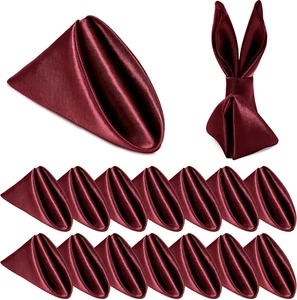 Homiest 16 Pack Burgundy Satin Napkins 17x17 Inches Dinner Napkins Decor, Square - Picture 1 of 7