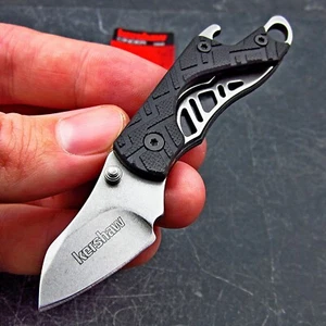 Kershaw Black Cinder Keychain Bottle Opener Everyday Carry Folding Pocket Knife - Picture 1 of 4