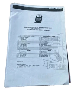 SOUTHEND UNITED V SCUNTHORPE TOWN - LEAGUE ONE - TEAM SHEET - 20/8/2005 - Picture 1 of 1