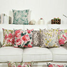 Case Pillow Home Decoration Cotton Linen Idyllic Flower Sofa Waist Cushion Cover