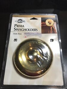 Brass Finish Graber Prima Swagholders One Pair Swag Curtain Valance Hardware NEW