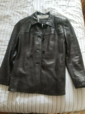 Chaqueta Gallery de cuero negra, damas, petite S Foto 1 de 4
