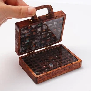 Mini Rock Collection Wood Suitcase Gift For Birthday Crafts Geology - Picture 1 of 24