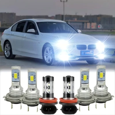 Combo LED Headlight Fog Light Bulbs Kit 6000K For BMW 328i 325xi 330xi 2002-2006 - Image 1 of 4