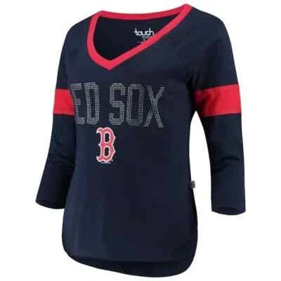 Boston Red Sox by Alyssa Milano Women's 3/4-Sleeve V-Neck Shirt, Size Small - Image 1 of 4