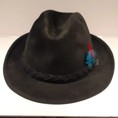 Sombrero Fedora Original Vintage Para Hombre STETSON PLAYBOY Fieltro Negro 7 1/4" Pluma Foto 1 de 4