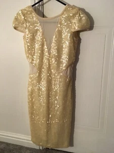 Rare sequined Brand New Size 8 Cream Dress - Picture 1 of 5
