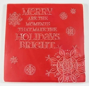 Sello "Merry Are The Moments" Rojo Navidad Copo de Nieve Azulejo Remache - Imagen 1 de 3