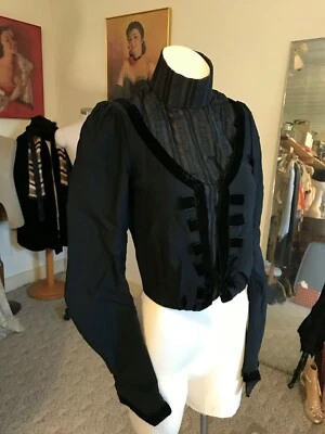 Antique Vintage Victorian Black Silk Mourning Blouse/Top - Image 1 of 4