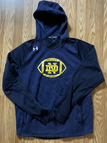 Notre Dame Football Team Issued Under Armour Hooded Sweatshirt Size XL Cover