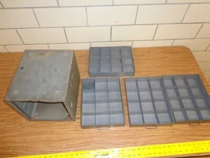 4 Drawer Metal Tool Box Small Parts Storage Cabinet Vintage - Picture 1 of 7