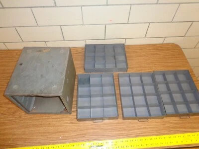 4 Drawer Metal Tool Box Small Parts Storage Cabinet Vintage - Image 1 of 4