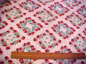Vintage Feedsack w/ Red Cherries and Strawberries - Picture 1 of 5