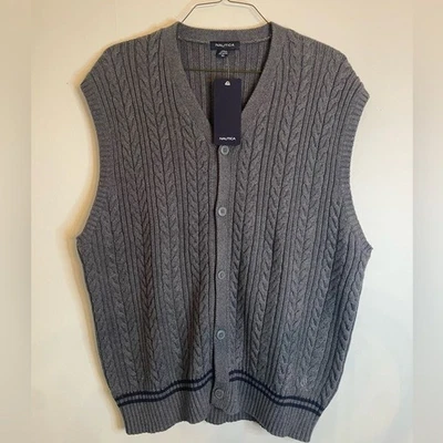 ¡¡NUEVO CON ETIQUETAS!! Chaleco tejido carbón Nautica para hombre -XL Foto 1 de 4