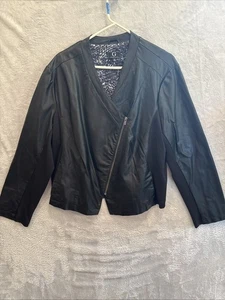 Giacca Moto G By Giuliana Donna Tg 2X Ecopelle Nera 77025 Cerniera - Foto 1 di 6