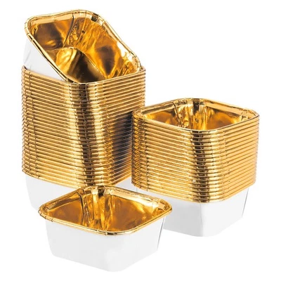50 Pcs Cupcake Liners, Single-sided Aluminum Foil, White (Square) - image 1 of 4