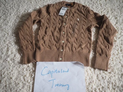 Cárdigan de algodón tejido con cable para mujer Polo Ralph Lauren talla S beige tostado nuevo con etiquetas Foto 1 de 4