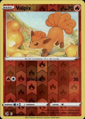 Vulpix (28) Reverse Holo Common SWSH08: Fusion Strike 028/264 NM - Image 1 of 2