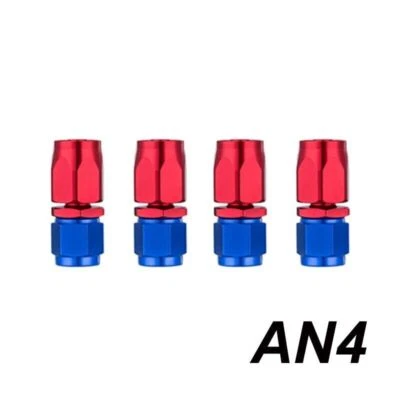 4Pcs Red Oil Fuel Line Hose End Fitting Adapters Kits 0°Degree AN4 Aluminum End - Image 1 of 4