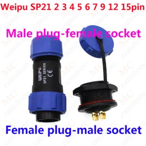 Weipu SP2115/SP2110 Waterproof 2-15 pin Panel Mount Circular IP68 Plug & Socket - Picture 1 of 10