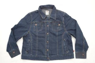DICKIES USED WOMEN 2XL CLASSIC/TRUCKER DARK BLUE DENIM JACKET - Image 1 of 4