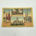 Vintage New York City Postcard Famous Churches St Patrick Stjohn Trinity Little