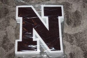 Vintage School Letterman Varsity chenille Letter N Sports sew on patch BURGUNDY - Picture 1 of 1
