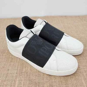  EMPORIO ARMANI Leather sneakers with logo elastic band Size 9 - Picture 1 of 5