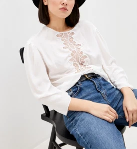 Sandro Paris Women's Blouse Size 2 / M Lace 100% Silk E11632E - Picture 1 of 9