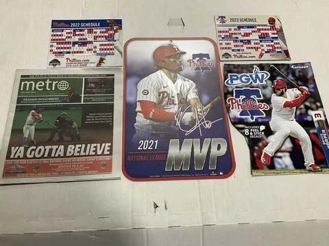PHILLIES Bryce Harper MVP SIGN 2022-2023 MAGNET SCHEDULE METRO NEWSPAPER FATHEAD Cover