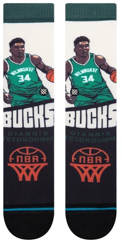 Giannis Antetokounmpo Milwaukee Bucks Stance NBA Graded Socks Large Mens 9-13 Cover