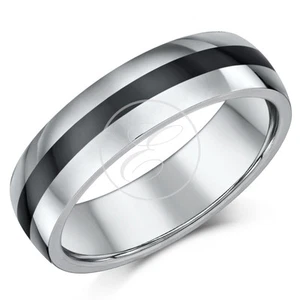 Tungsten Ring  & Ceramic Nickel Free Wedding Band 6mm  - Picture 1 of 2