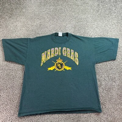 Camisa De Colección Mardi Gras Nueva Orleans Para Hombres XL Verde Amarillo Puntada Única * Foto 1 de 4